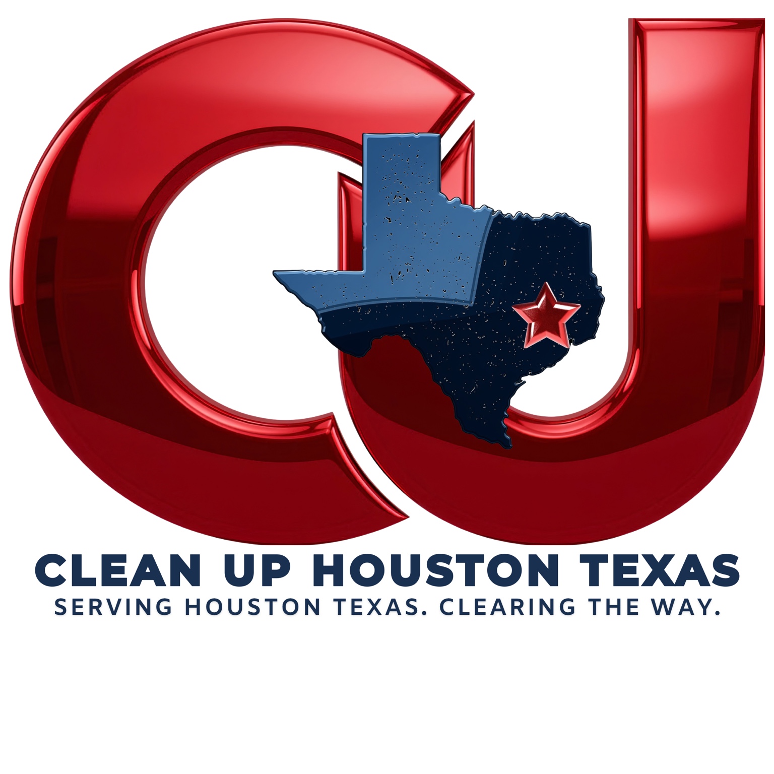 Clean Up Houston Texas logo: Serving Houston Texas. Clearing the way.